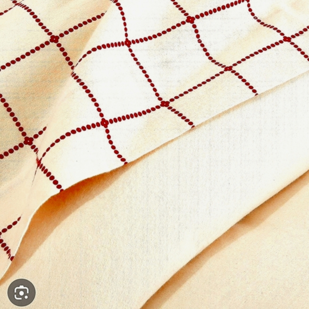 Queen Duvet Cover Pillow Sham Red Cream White Plaid Bedding Standard Textile - Picture 4 of 8
